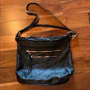 Large Black Leather Kelsi Dagger Cross Body Bag